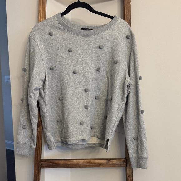 J. Crew Sweaters - J. Crew Light Gray Pom-Pom Sweater